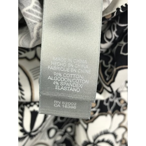 Liz Claiborne Audra Floral Print Crop Sateen Pant Black White Tan 16 - Picture 5 of 5